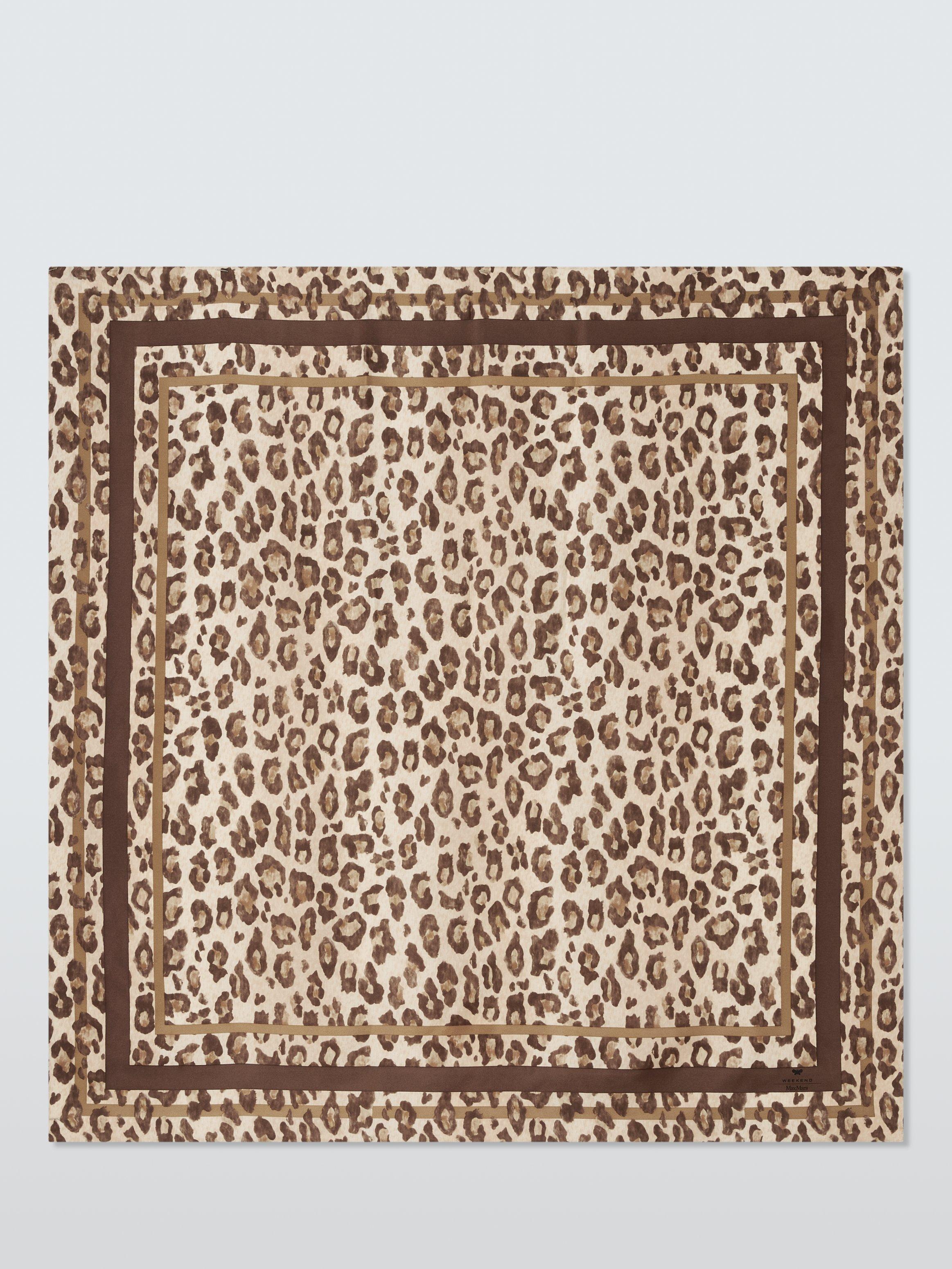 Product image 1 of 3, which shows Weekend MaxMara Onesto Leopard Print Pure Silk Scarf, Brown Multi