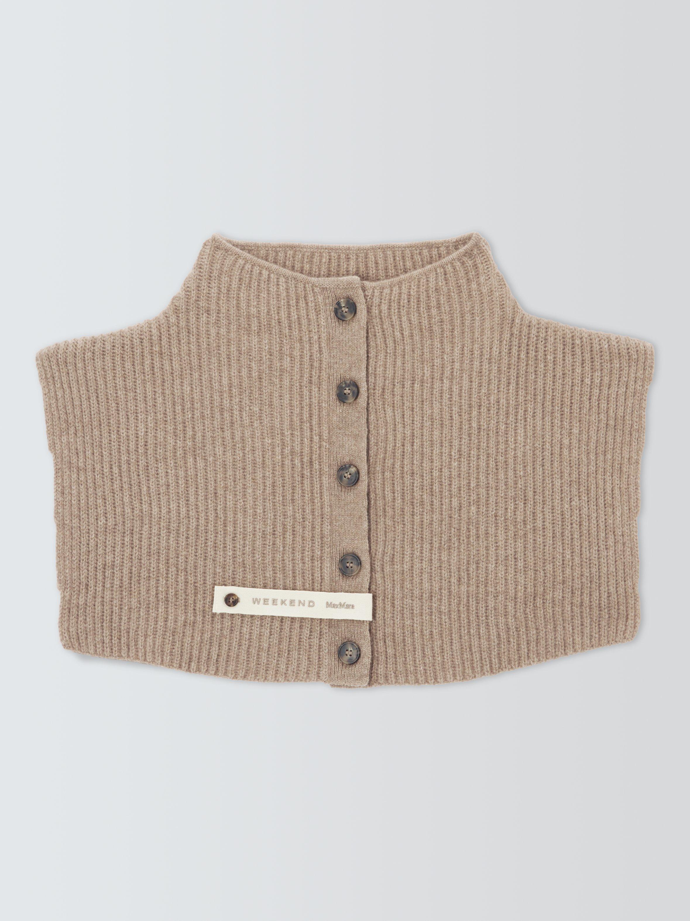 Product image 4 of 4, which shows Weekend MaxMara Cashmere Rib Knit Buttoned Snood Collar, Brown