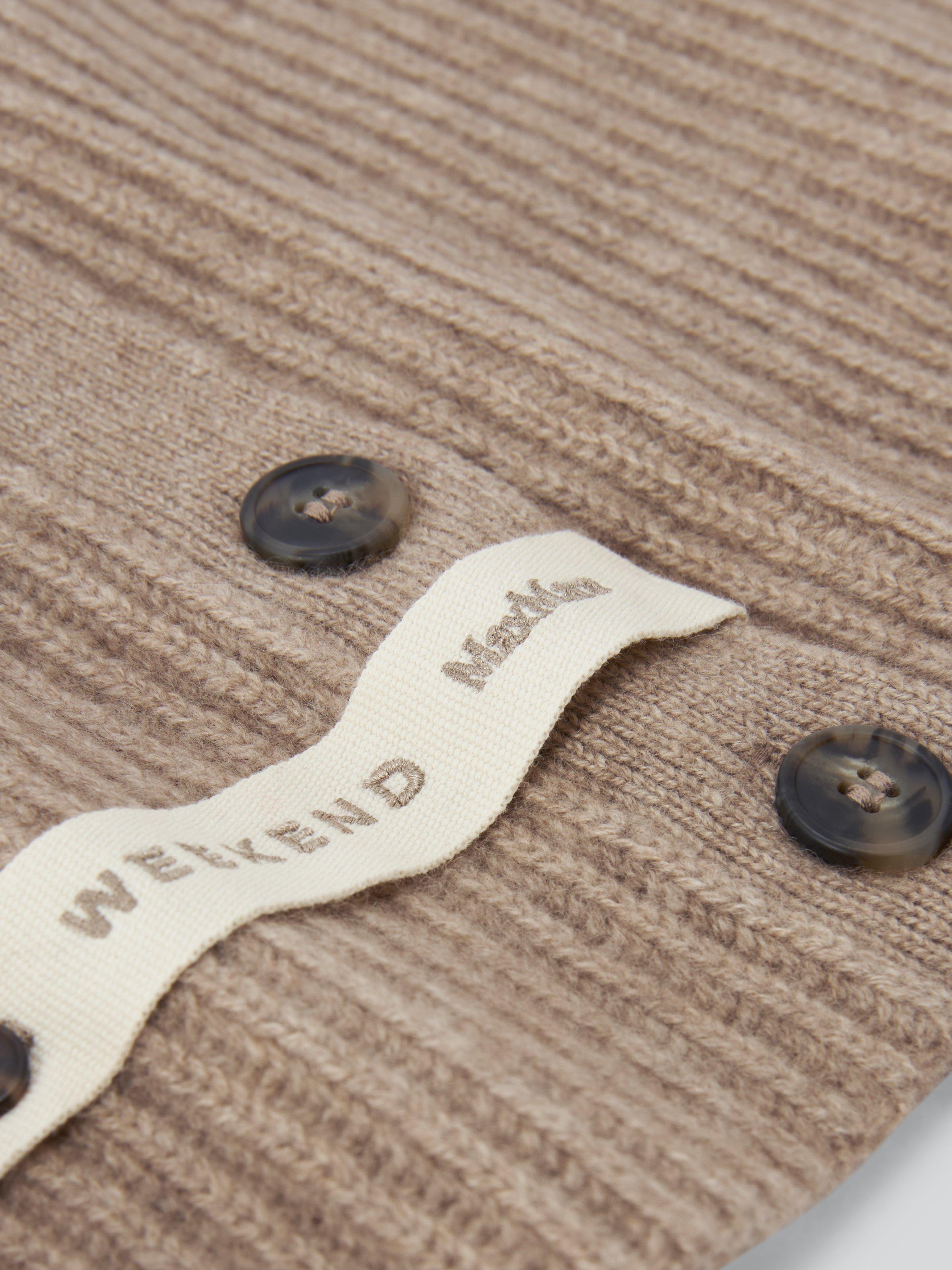 Product image 3 of 4, which shows Weekend MaxMara Cashmere Rib Knit Buttoned Snood Collar, Brown