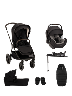 Nuna TRIV lx All Seasons Pushchair Set with ARRA Flex Car Seat & BASE Curv Bundle, Caviar, Caviar