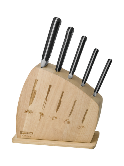 Tramontina Century Oak Wood Filled Knife Block Set, 6 Piece, Black