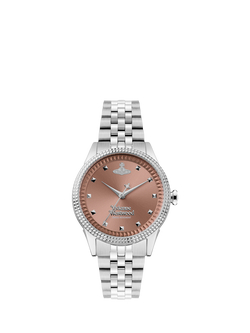 Vivienne Westwood VV328DPKSL Women's Bracelet Strap Watch, Silver/Dusty Pink, Silver/Dusty Pink