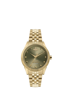 Vivienne Westwood VV328GRGD Women's Bracelet Strap Watch, Gold/Olive Green, Gold/Olive Green