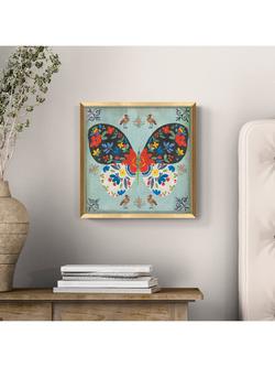John Lewis Aimee Wilson 'Frida Butterfly' Framed Print, 32 x 32cm, Blue/Gold - view 2, Multi