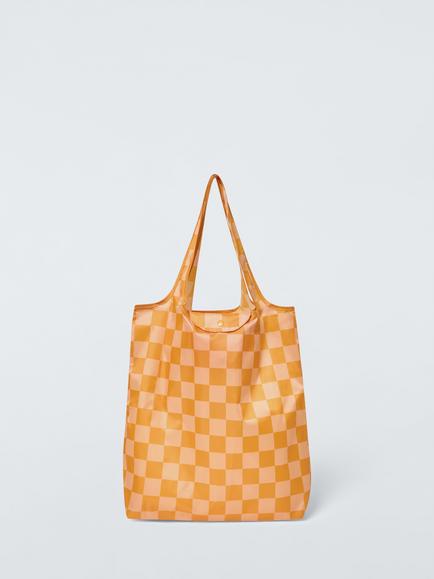 John Lewis Amber Check Polyester Pouch Bag, Amber