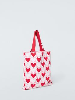 John Lewis Hearts Cotton Tote Bag, Pink/Red, Pink/Red