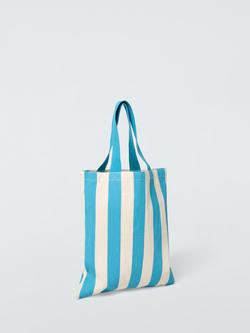 John Lewis Stripe Cotton Tote Bag, Teal, Teal