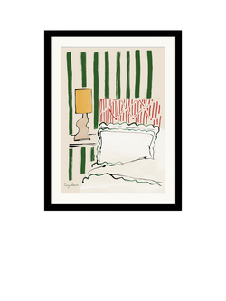 John Lewis Lucy Deaner 'Striped Green Bedroom' Framed Print & Mount, 42 x 32cm, Multi