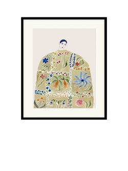 John Lewis La Poire 'Embroidered Coat' Framed Print & Mount, 62 x 52cm, Green, Green