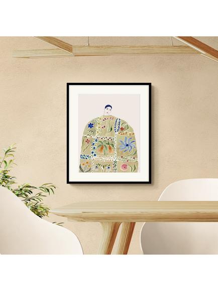 John Lewis La Poire 'Embroidered Coat' Framed Print & Mount, 62 x 52cm, Green - view 2, Green
