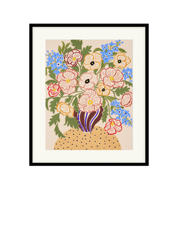 John Lewis La Poire 'Peonies' Framed Print & Mount, 62 x 52cm, Multi, Multi