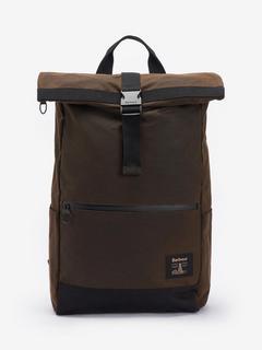 Barbour Field Roll-Top Waxed Backpack, Olive/Black