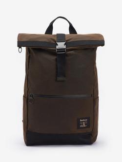Barbour Field Roll-Top Waxed Backpack, Olive/Black, Olive/Black