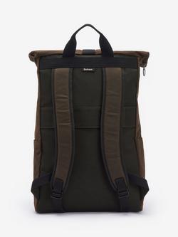 Barbour Field Roll-Top Waxed Backpack, Olive/Black - view 2, Olive/Black