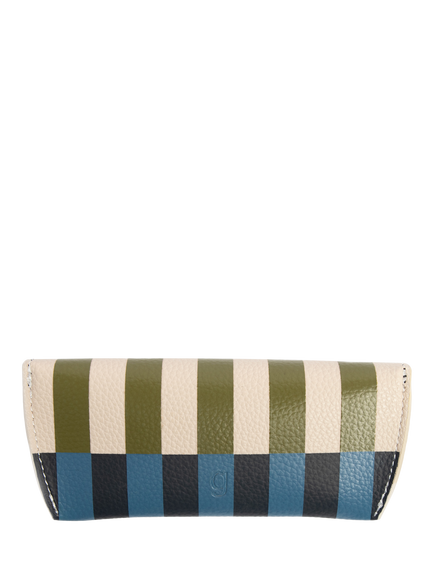 Gardner Stripe Faux Leather Glasses Case, Multi - view 2, Multi
