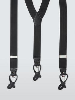 John Lewis Button & Clip Braces, One Size, Black, Black