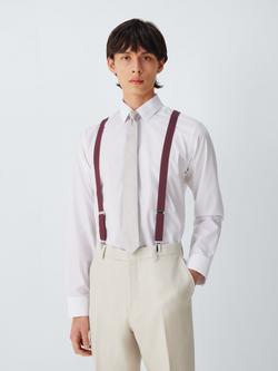 John Lewis Herringbone Narrow Braces - view 2, Burgundy