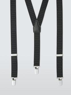 John Lewis Spot Pattern Narrow Braces, Black, Black