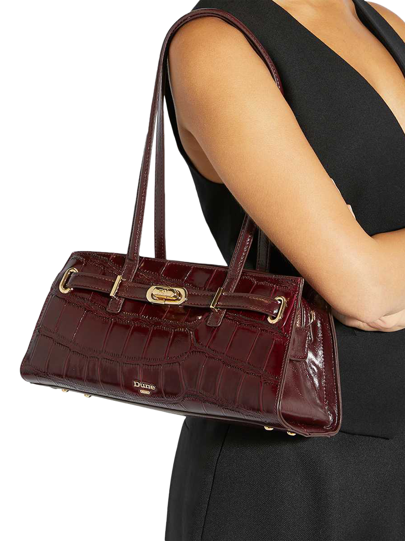 Product image 2 of 5, which shows Dune London Depend Leather Shoulder Bag, Burgundy