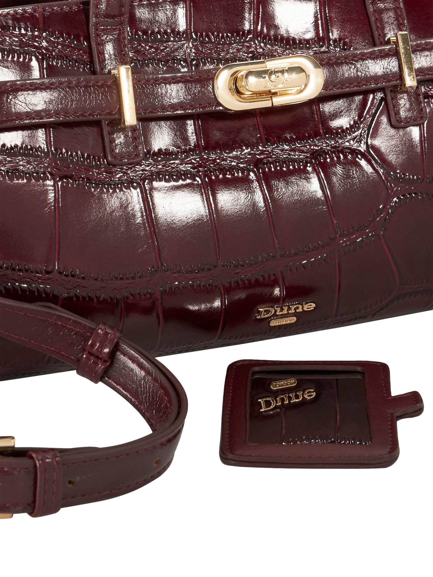 Product image 3 of 5, which shows Dune London Depend Leather Shoulder Bag, Burgundy
