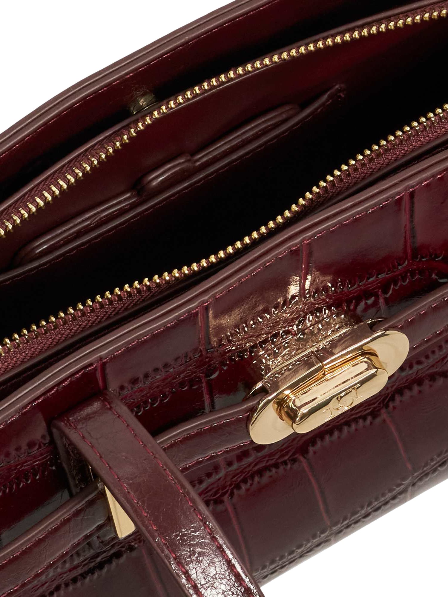 Product image 4 of 5, which shows Dune London Depend Leather Shoulder Bag, Burgundy