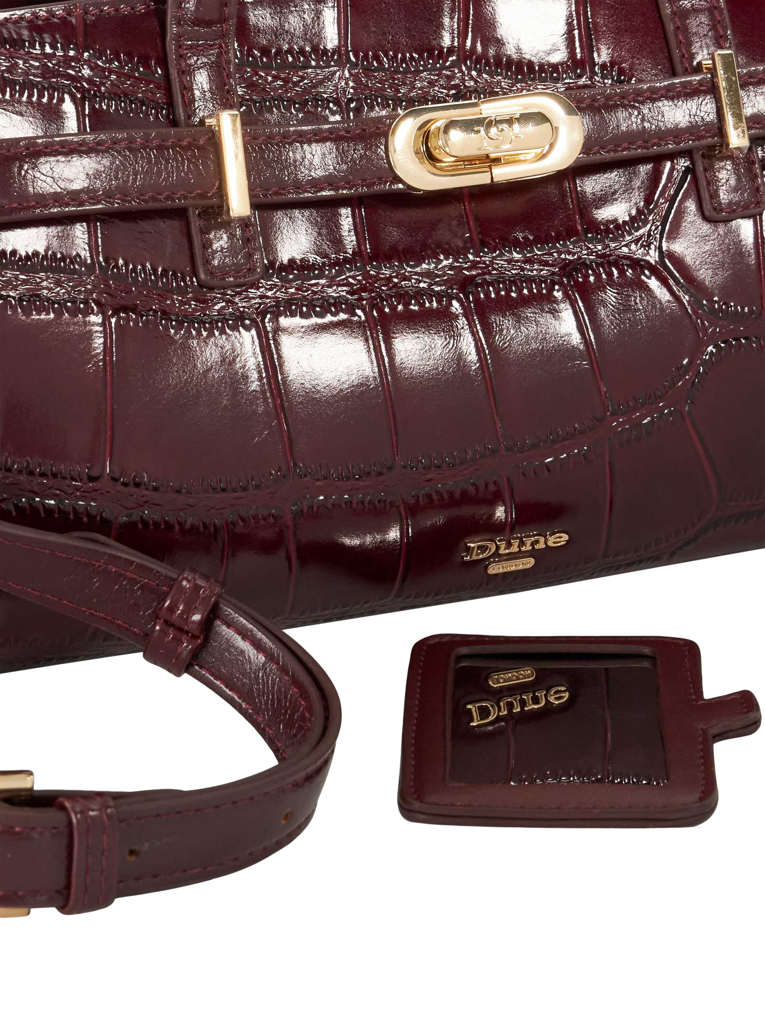 Product image 5 of 5, which shows Dune London Depend Leather Shoulder Bag, Burgundy