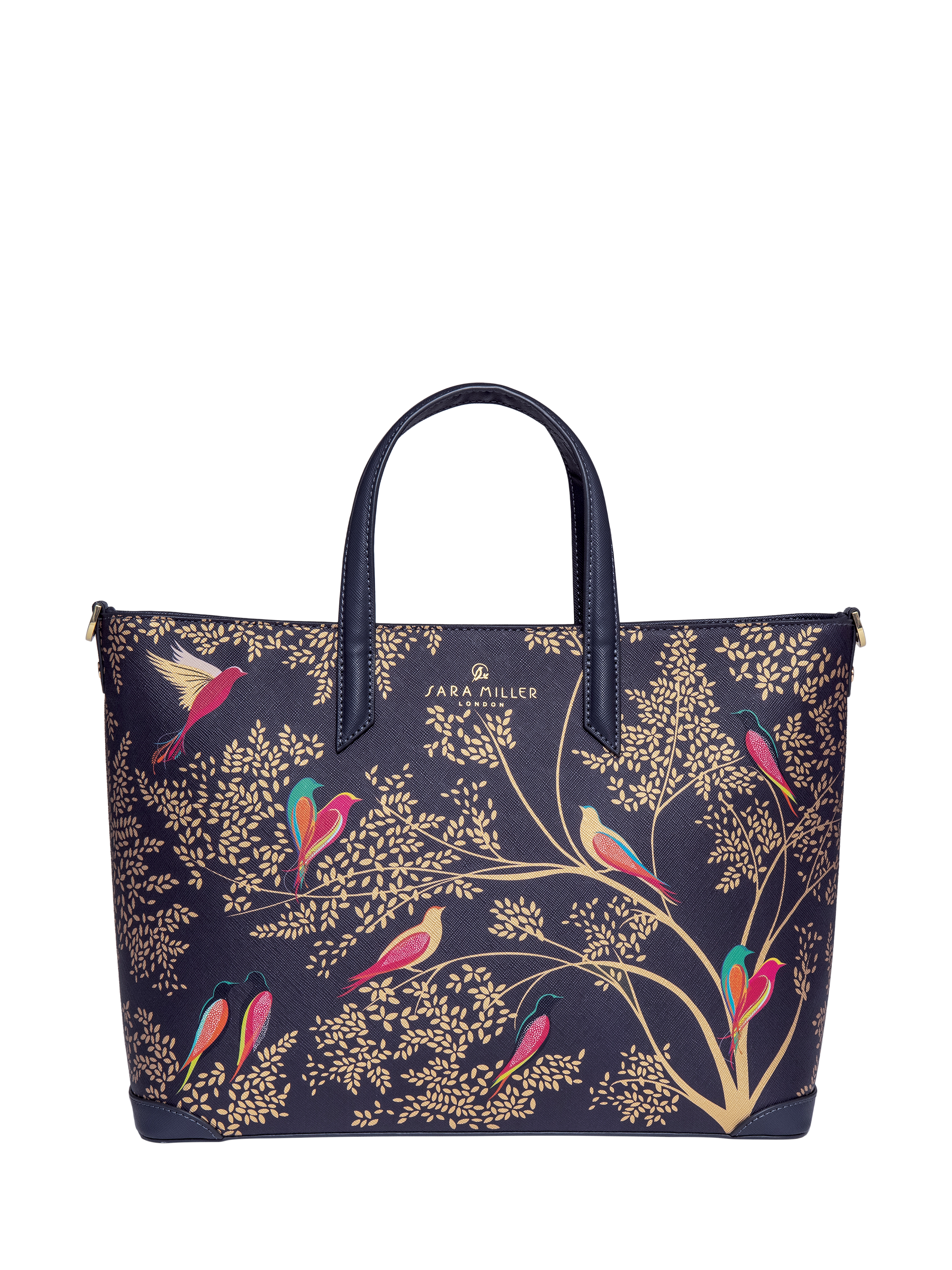 Product image 1 of 7, which shows Sara Miller Medium Tote Bag, Smokey BlueBirds