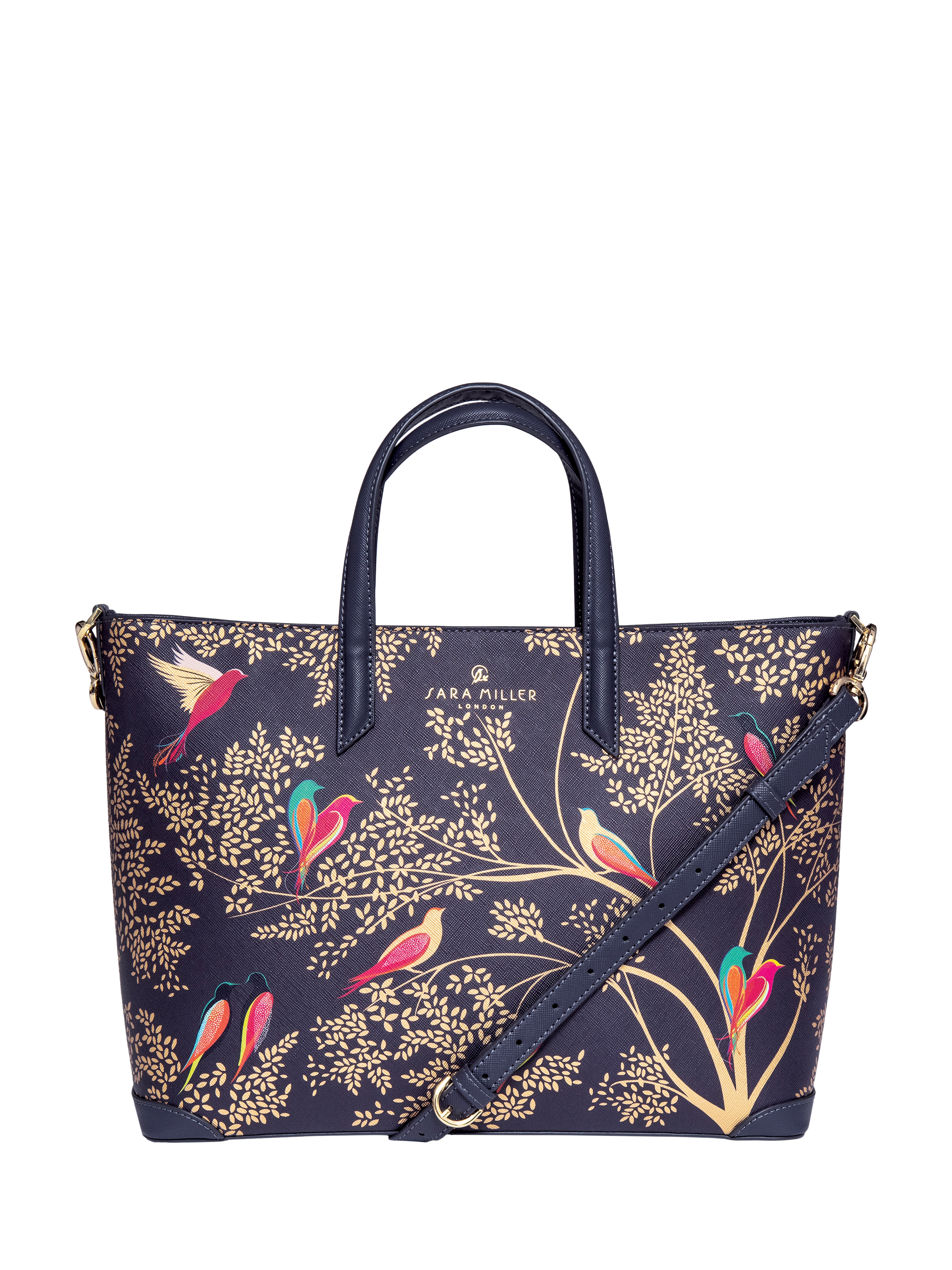 Product image 3 of 7, which shows Sara Miller Medium Tote Bag, Smokey BlueBirds