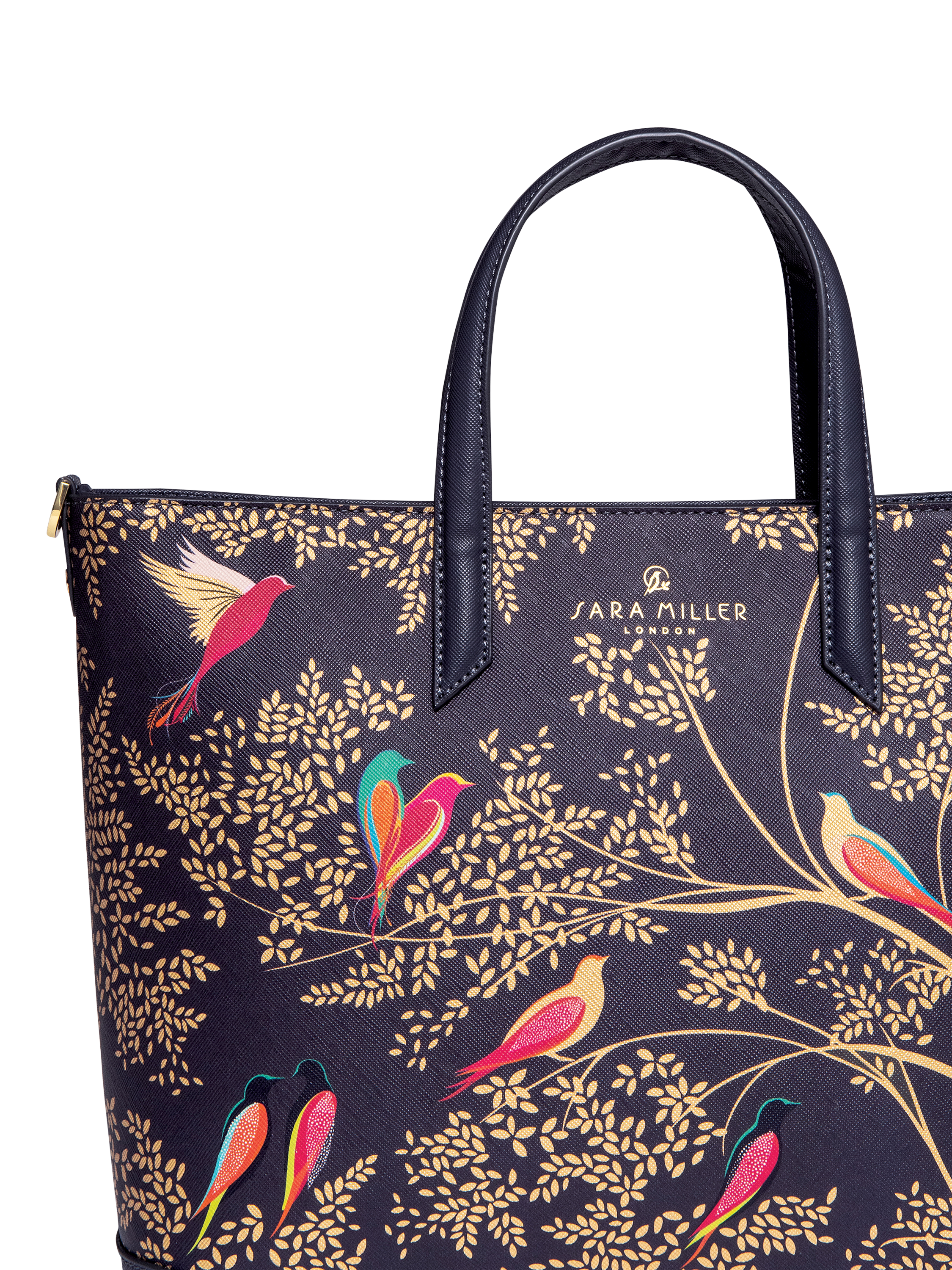 Product image 4 of 7, which shows Sara Miller Medium Tote Bag, Smokey BlueBirds