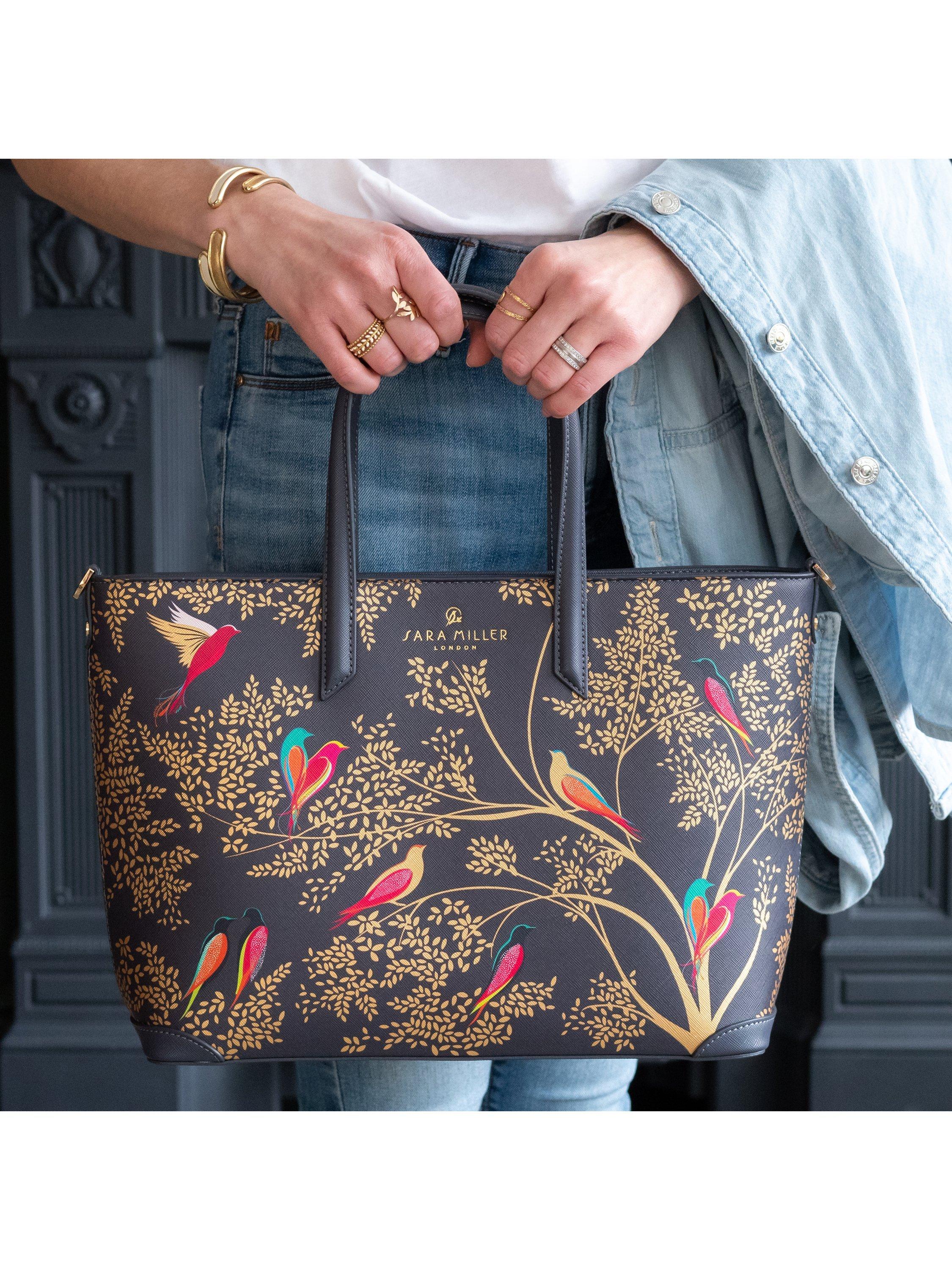 Product image 7 of 7, which shows Sara Miller Medium Tote Bag, Smokey BlueBirds