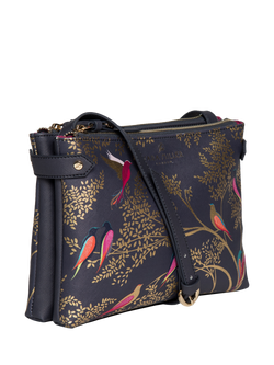 Sara Miller Zipped Crossbody Bag, Smokey Blue Birds - view 2, Smokey Blue Birds