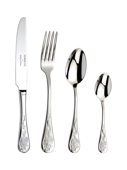 Morris & Co. Arthur Price Blackthorn Stainless Steel Cutlery Set, 24 Piece/6 Place Settings, Silver