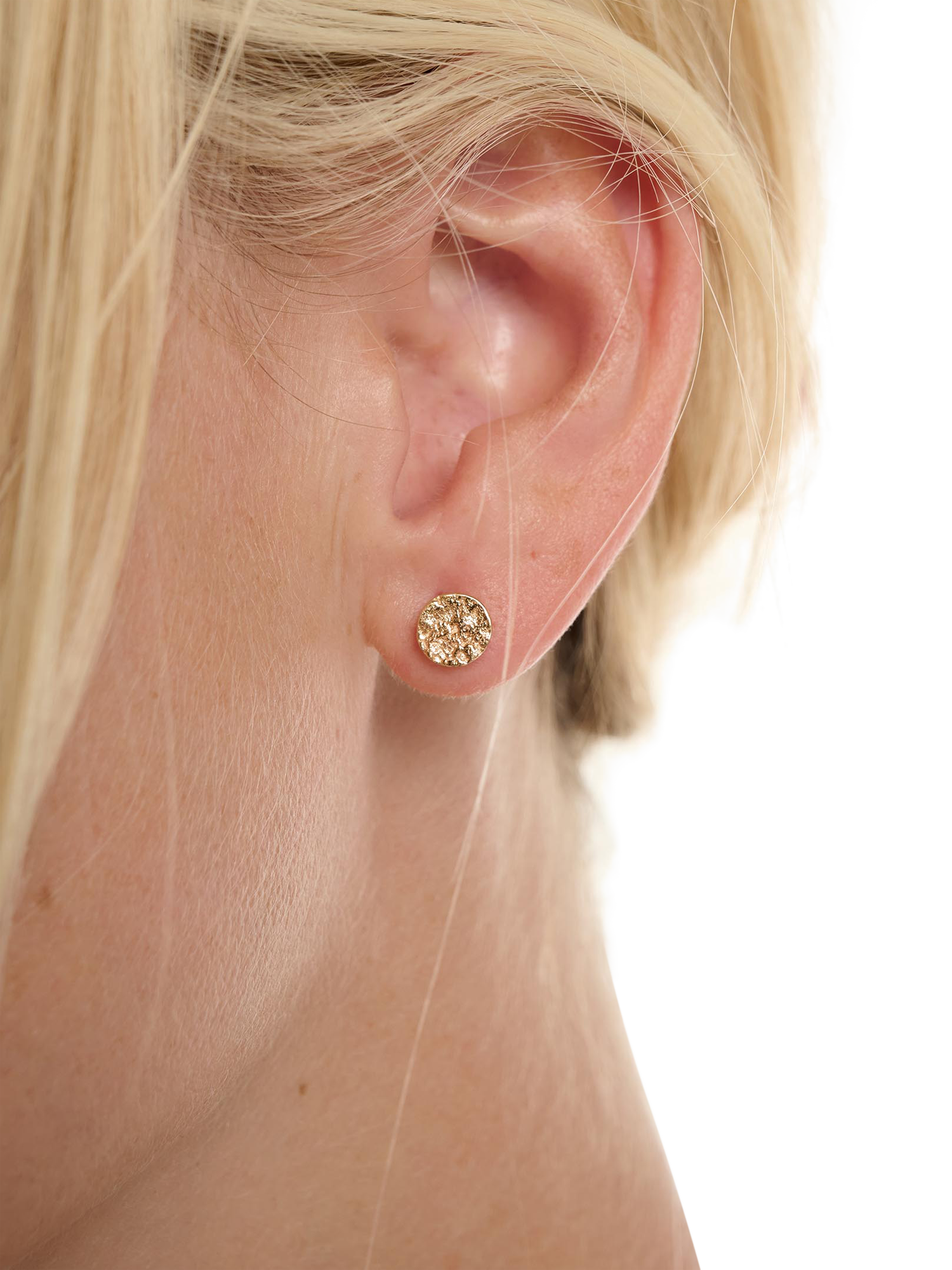 Product image 2 of 3, which shows TUTTI Whisper Mini Textured Disc Stud Earrings, Gold