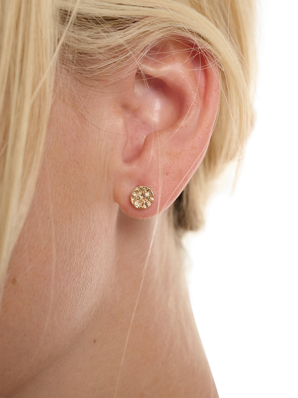TUTTI Whisper Mini Textured Disc Stud Earrings, Gold - view 2, Gold
