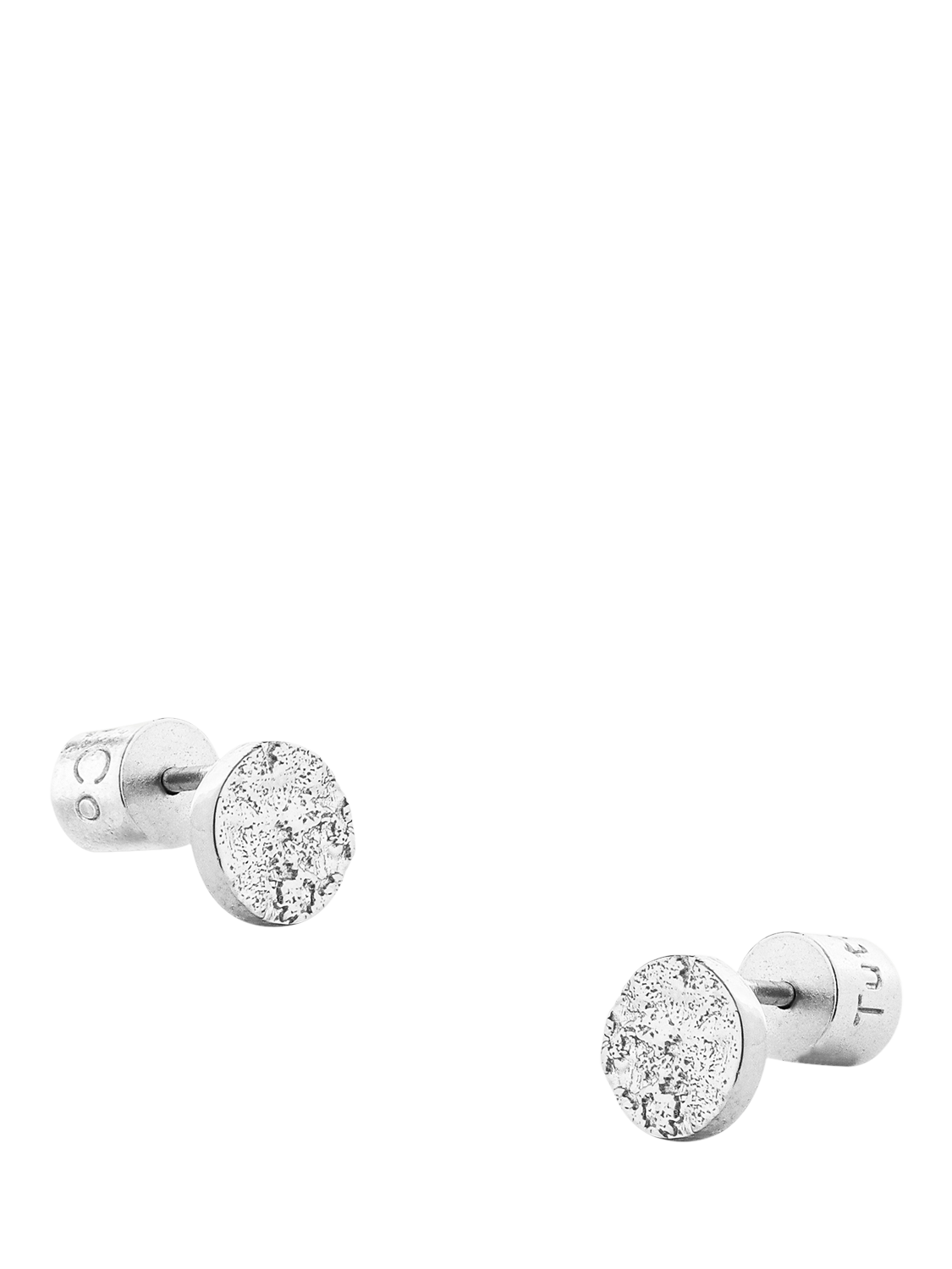 Product image 1 of 3, which shows TUTTI Whisper Mini Textured Disc Stud Earrings, Silver
