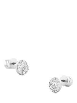 TUTTI Whisper Mini Textured Disc Stud Earrings, Silver, Silver