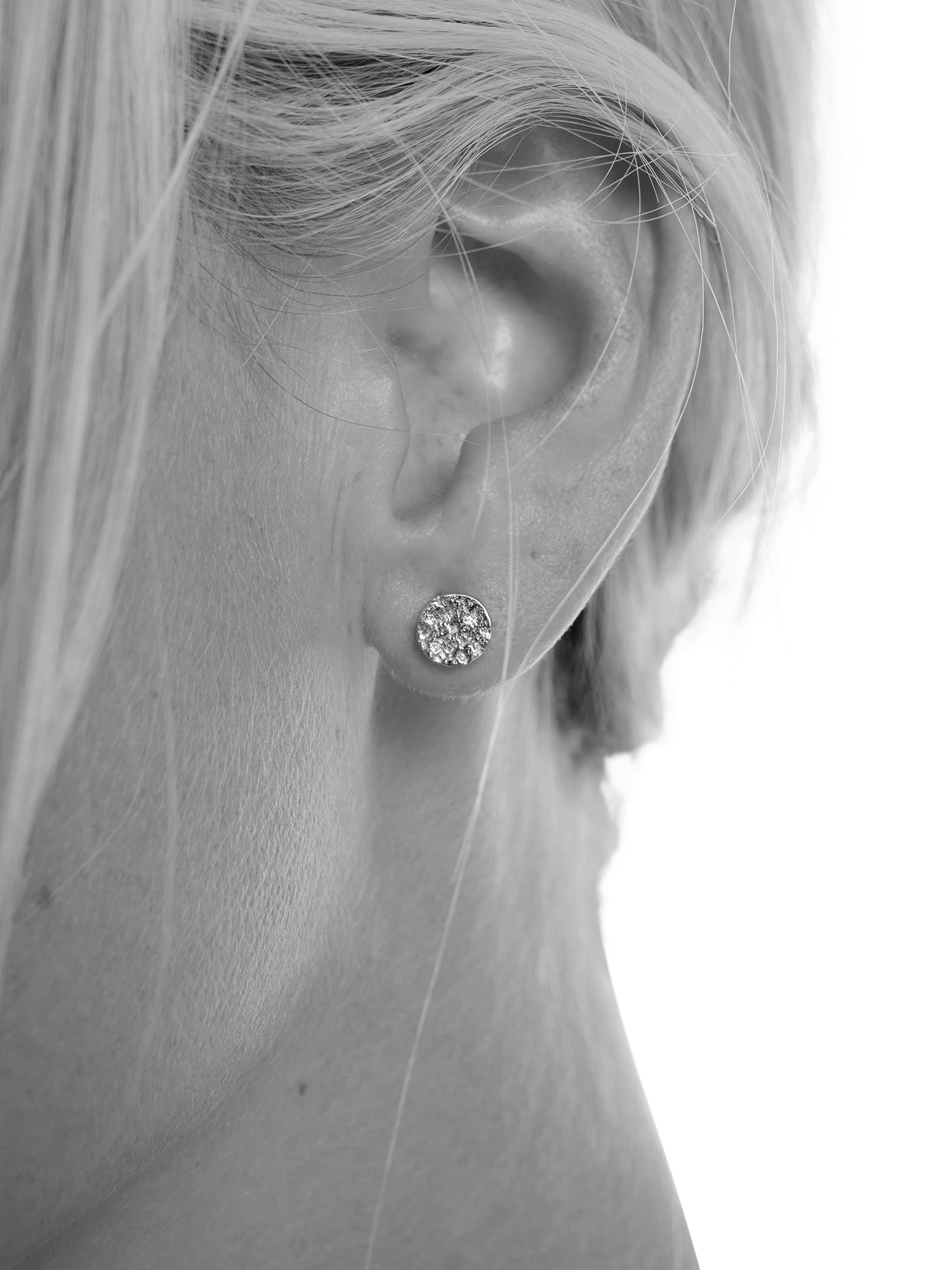 Product image 2 of 3, which shows TUTTI Whisper Mini Textured Disc Stud Earrings, Silver
