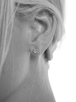 TUTTI Whisper Mini Textured Disc Stud Earrings, Silver - view 2, Silver