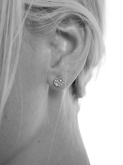 TUTTI Whisper Mini Textured Disc Stud Earrings, Silver - view 2, Silver