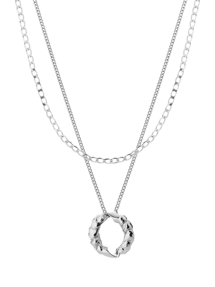 TUTTI Ember Double Chain Necklace, Silver, Silver