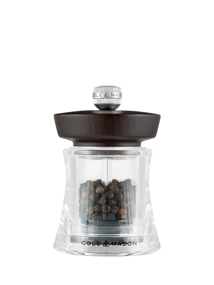 Cole & Mason Holborn Acrylic & Beech Wood Pepper Mill, Clear/Chocolate Brown, Chocolate Brown
