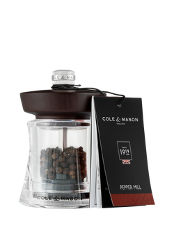 Cole & Mason Holborn Acrylic & Beech Wood Pepper Mill, Clear/Chocolate Brown - view 2, Chocolate Brown
