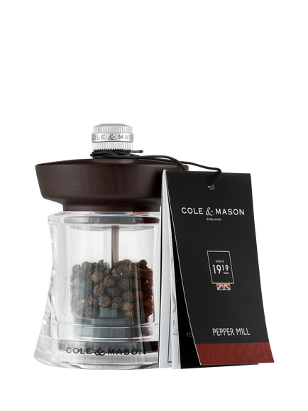 Cole & Mason Holborn Acrylic & Beech Wood Pepper Mill, Clear/Chocolate Brown - view 2, Chocolate Brown