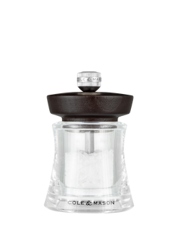 Cole & Mason Holborn Acrylic & Beech Wood Salt Mill, Clear/Chocolate Brown, Chocolate Brown
