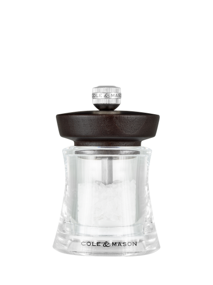 Cole & Mason Holborn Acrylic & Beech Wood Salt Mill, Clear/Chocolate Brown, Chocolate Brown