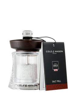 Cole & Mason Holborn Acrylic & Beech Wood Salt Mill, Clear/Chocolate Brown - view 2, Chocolate Brown