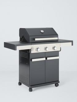 John Lewis Grillstream 3-Burner Hybrid Gas & Charcoal BBQ, Black