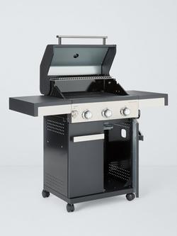 John Lewis Grillstream 3-Burner Hybrid Gas & Charcoal BBQ - view 2, Black