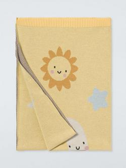 John Lewis Daydream Moon Knitted Blanket, Yellow, Yellow