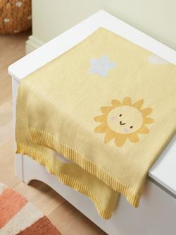 John Lewis Daydream Moon Knitted Blanket, Yellow - view 2, Yellow